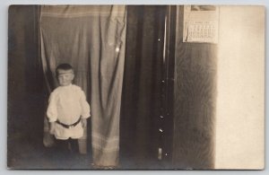 RPPC Cute Little Boy Edwardian Clothing 1909 Real Photo Postcard Q22