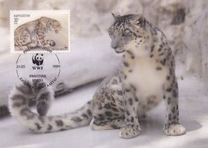 Snow Leopard Giant Cat WWF Rare Stamp FDC Postcard