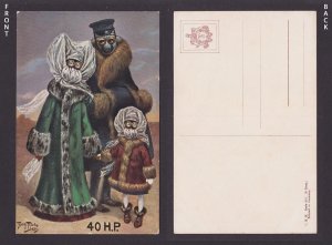 GERMANY, Postcard, Arthur Thiele, Winter figures, fur, Humor