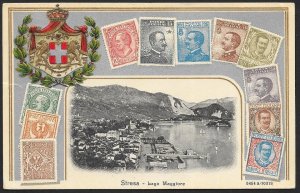ITALY Stamps on Postcard Embossed Shield Used c1910