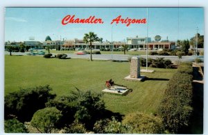 CHANDLER, Arizona AZ ~ Street Scene PLAZA & BUSINESS DISTRICT c1950s Postcard