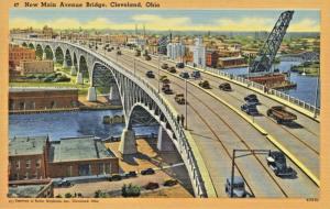 Cleveland OH Ohio Main Avenue Bridge Unused Vintage Linen Postcard D21