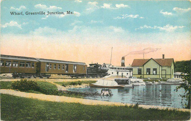 C-1910 Railroad Wharf Greenville Junction Maine Snow postcard 973