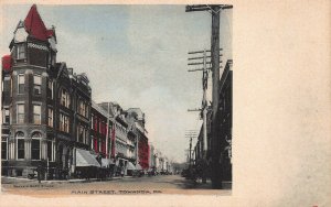 Main Street, Towanda, Pennsylvania, Early Hand Colored Postcard, Unused