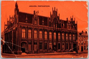 Arnhem Gelderland NL, 1907 Postkantoor Main Post Office Building Gothic Postcard