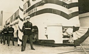 Postcard RPPC View of Soldiers in front of Spirit of 1776 Train.   L4