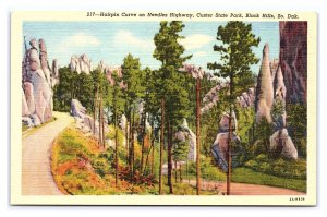 Hairpin Curve Needles Highway Custer State Park Black Hills So. Dak. Postcard