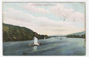 Sailing Susquehanna River Sayre Pennsylvania 1907 postcard