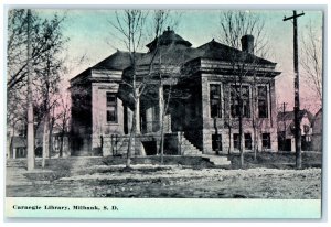 c1910 Carnegie Library Exterior Building Milbank South Dakota Vintage Postcard
