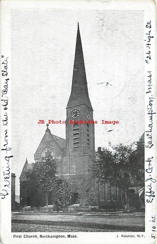 MA, Northampton, Massachusetts, First Church, Entrance View,1905 PM,Koehler Pub