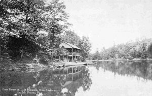 Boat House Lake Minausin Swiftwater Mt Pocono Pennsylvania 1910c postcard