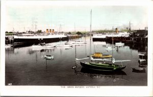 RPPC Real Photo Postcard BC Victoria The Inner Harbor Steamers Boats 1945 S102