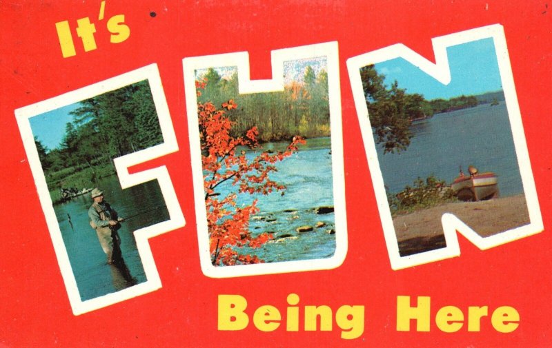 Postcard 1979 Its Fun Being Here Fishing On The Lake Recreation & Vacationland