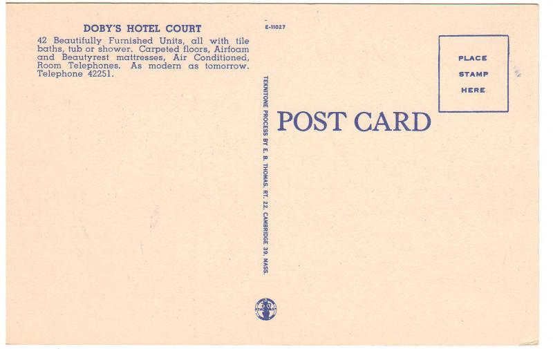 MONTGOMERY ALABAMA UNITED MOTOR COURTS DOBY HOTEL COURT LINEN POSTCARD