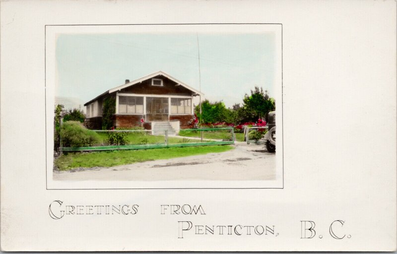 Greetings from Penticton BC House Unused Real Photo Postcard F62