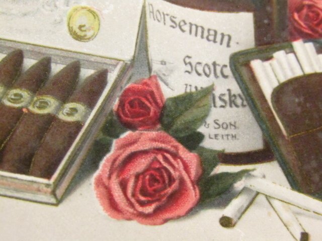 Birthday  card-tobacco-Scotch Whiskey-cigars-1914 *** FREE SHIPPING***