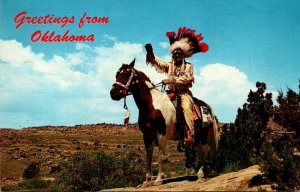 Indian Chief On Horseback Greetings From Oklahoma
