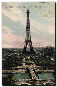 Paris Old Postcard The Ferris Wheel Eiffel Tower