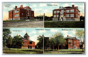 1910 Postcard Four Schools Independence Kansas Vintage Standard View Card 
