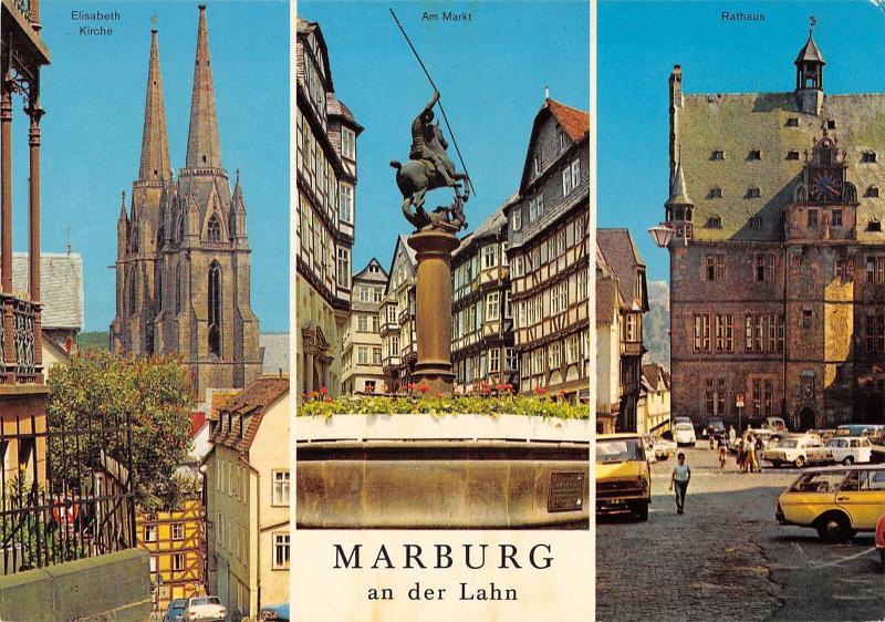 GG13166 Marburg an der Lahn Elisabeth Kirche, Am Markt Rathaus Auto Cars