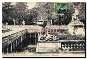 Postcard Old Nimes Fountain Garden