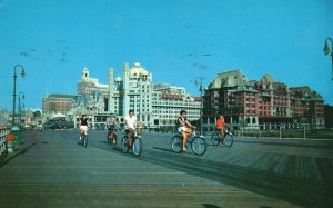 Vintage Postcard 1957 Real Treat Bicycle Along  Wooden Way Atlantic City NJ