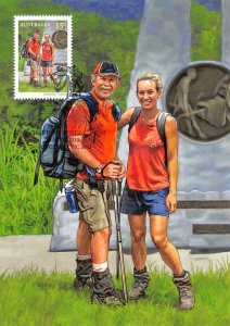 Australia  HIKING COUPLE  Maximum~Matching Stamp  Pre-Paid Airmail  4X6 Postcard