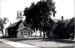 Real Photo Postcard St. John's Evangelical Lutheran Church in Sullivan Wisconsin