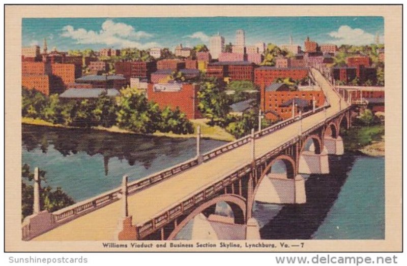 Virginia Lynchburg Williams Viaduct And BUsiness Section Skyline 1946