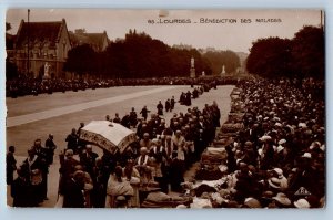 Lourdes Hautes-Pyrénées France Postcard Blessing of the Sick c1910 RPPC Photo