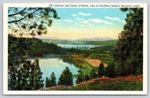 Idaho~Lake Fernan & Lake Coeur D'Alene~Good Fishing Lakes~Vintage Linen PC