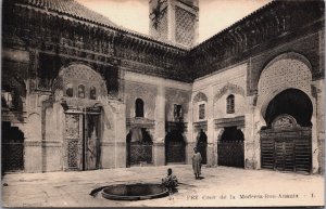 Morocco Fez Cour de la Medersa Bou Inania Vintage Postcard C173