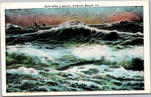 Postcard VA Virginia Beach Surf after a storm