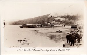 N.N. Co Steamer 'Hannah' leaving Dawson YT Yukon Ellingsen RPPC Postcard H47