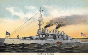 USS Indiana Battleship US Navy Ship 1910c postcard