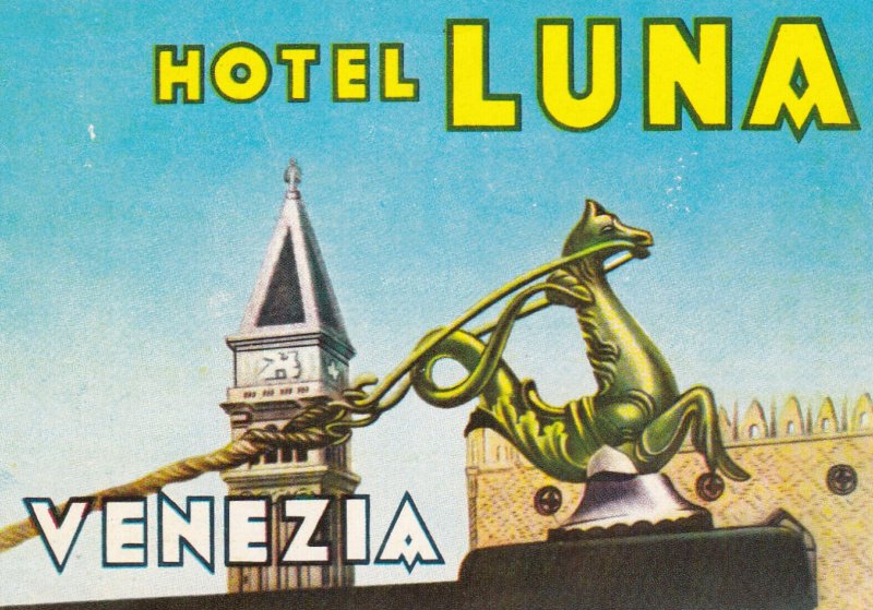 Italy Venezia Hotel Luna Vintage Luggage Label sk2205