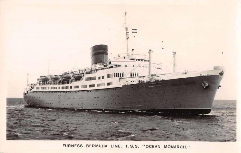 Furness Bermuda Line TSS Ocean Monarch Real Photo Antique Postcard J63906