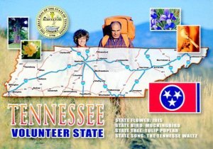 TENNESSEE:  VOLUNTEER STATE MAP POSTCARD