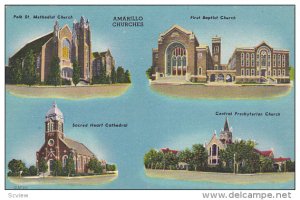 AMARILLO, Texas, 1930-1940's; Polk St. Methodist Church, First Baptist Church...