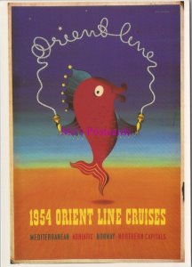 Advertising Postcard -Shipping, Orient Line Cruises, 1954, Art, Cruising RR20741