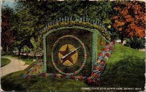 Floral Clock Gladwin Park Detroit Michigan MI Cancel c1914 WOB Note Postcard 