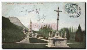 Old Postcard Lourdes Basilica And Breton Calvary