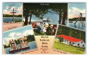 WAUPACA, WI Wisconsin ~  United LUTHERAN BIBLE CAMP 1952 Linen Postcard