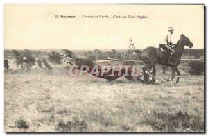 Postcard Old Horse Riding Equestrian Racing Saumur Verrie Fall in English carpet