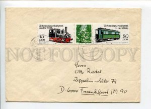 421678 EAST GERMANY GDR 1984 year real posted COVER w/ TRAINS strip stamps