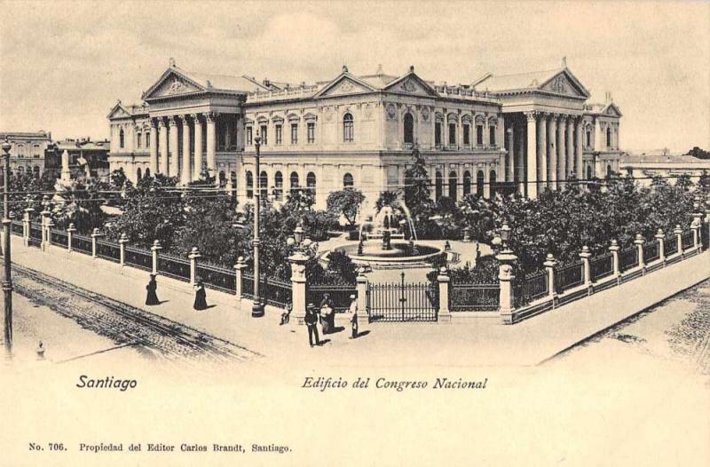 Santiago Chile birds eye view Edificio del Congreso Nacional antique pc Z23955