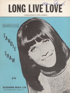 Sandie Shaw Long Live Love Rare UK 1st Edn Sheet Music