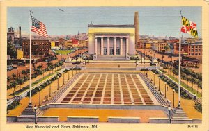 War Memorial, Plaza Baltimore, Maryland MD Postcards