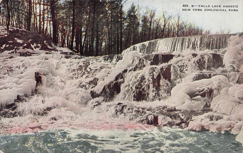 Falls Lake Agassiz, New York Zoological Park, early postcard, unused