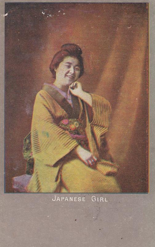 Japanese Girl Laughing Antique 1905 Postcard